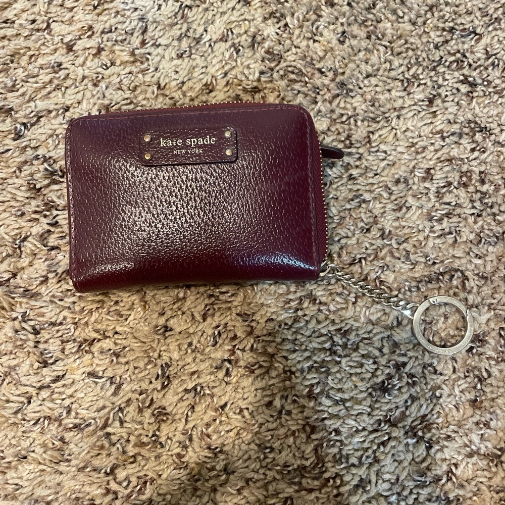Kate Spade Maroon Leather Keychain Wallet